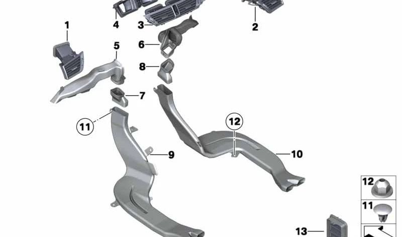 Left fresh air grille for BMW E84 (OEM 64222991679). Original BMW.