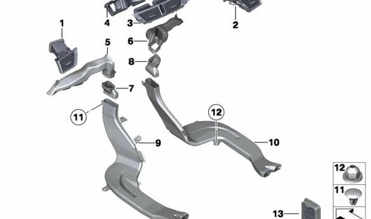 Rejilla de ventilación media para BMW E84 (OEM 64229258354). Original BMW