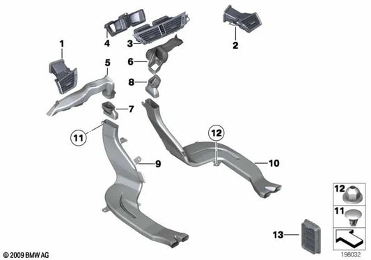 Heater duct for BMW E81, E82, E87, E88, E90, E91, E92, E84 (OEM 51477058144). Original BMW