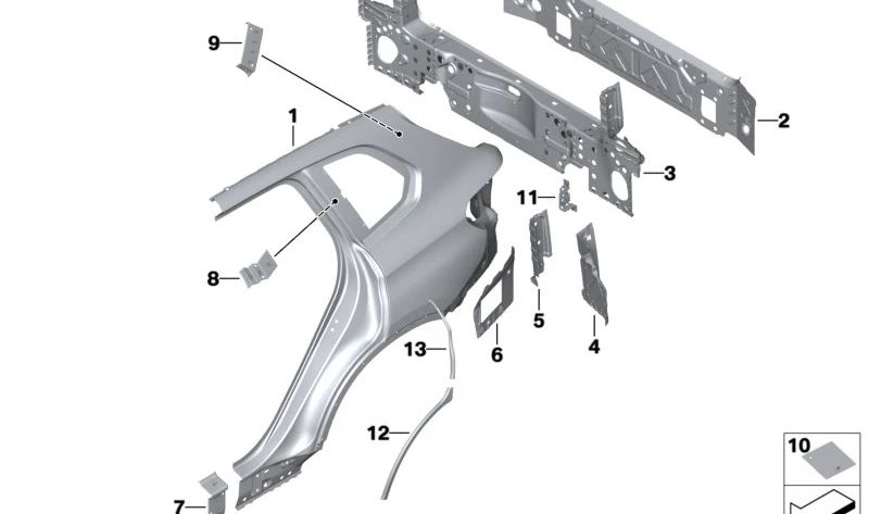 Tampa traseira externa OEM 41007947332 para BMW G05, G18, F95. BMW original.