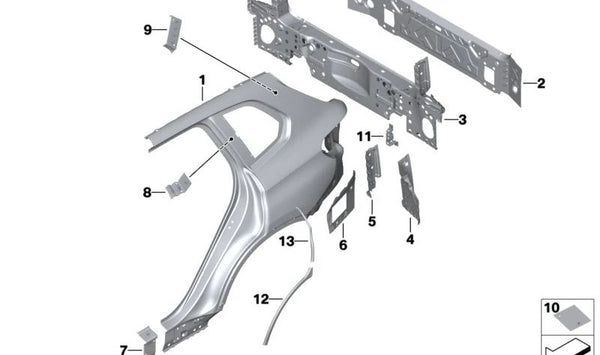 Placa de Refuerzo del Pilar C Izquierda para BMW G07, G07N (OEM 41009492941). Original BMW.