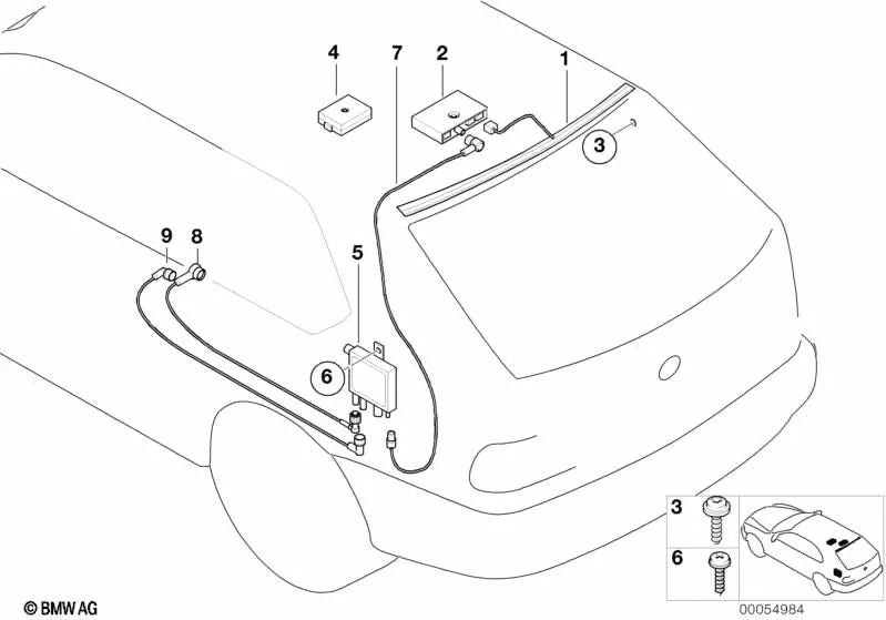 Rear Window Antenna Amplifier for BMW E46 (OEM 65248377816). Original BMW