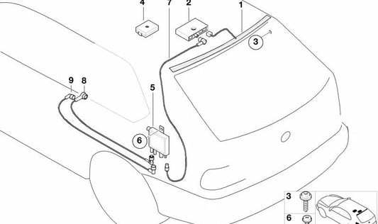 Cable de Antena para BMW Serie 3 E46 (OEM 61126912491). Original BMW