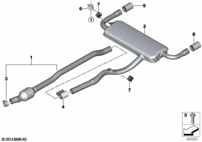 Silenciador Trasero para BMW X1 F48, F48N (OEM 18308584869). Original BMW