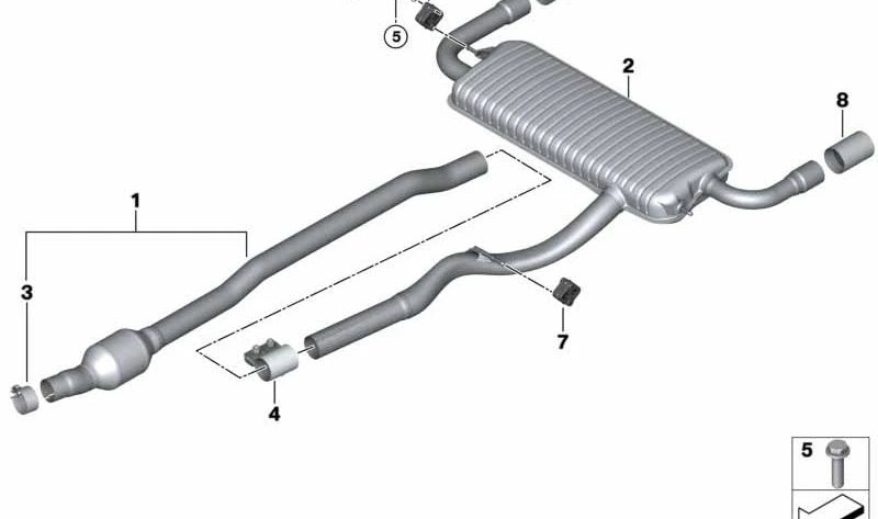 Intermediate silencer for BMW F48, F39 (OEM 18308577161). Genuine BMW