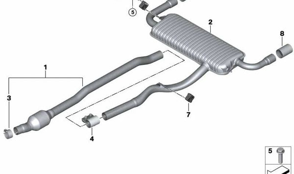 Silenciador trasero para BMW X1 F48 (OEM 18308577128). Original BMW.