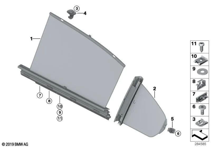 Persiana parasol para ventana triangular izq. para BMW Serie 3 F31, F31N (OEM 51357260667). Original BMW