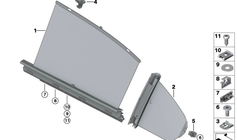 Sonnenschutzrollo para puerta trasera derecha para BMW Serie 3 F30, F80 (OEM 51427281482). Original BMW