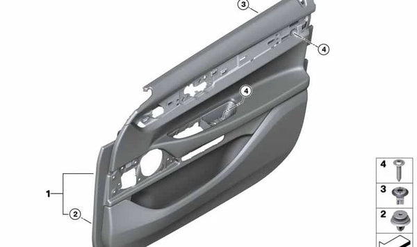 Revestimiento de Puerta de Cuero Delantero Derecho para BMW G11, G12 (OEM 51417448476). Original BMW