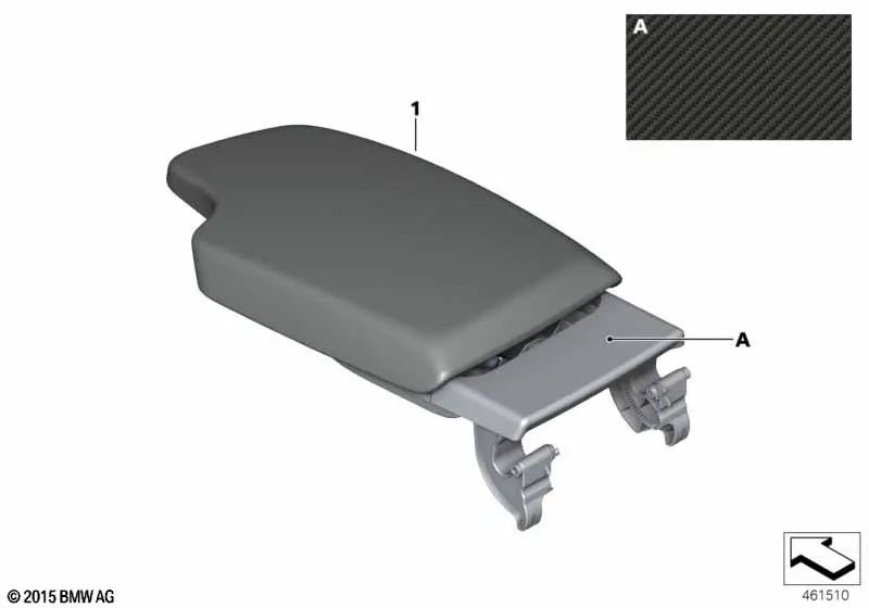 Front Center Alcantara Armrest for BMW F30, F31, F34, F32, F33, F36 (OEM 51162405918). Original BMW