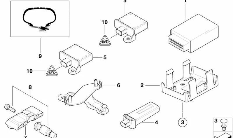 Módulo de control de presión de neumáticos OEM 36236785279 para BMW E82, E88, E90, E91, E92, E93, E60, E61, E63, E64, E65, E66, E70, E71, E72, E89 y MINI R55, R56, R57. Original BMW/MINI.