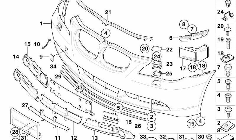 Rejilla lateral izquierda para BMW Serie 5 E60, E61 (OEM 51117131639). Original BMW.