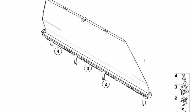 Estor de protección solar derecho para BMW X5 E70, E70N (OEM 51427137212). Original BMW.