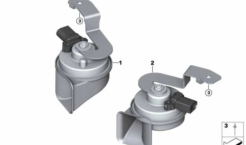 Bocina de tono grave OEM 61337342946 para BMW F90, G30, G31, G32, G11, G12, F91, F92, F93, G14, G15, G16. Original BMW.