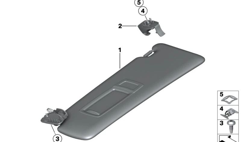 Parasol derecho OEM 51167349348 para BMW F30, F31, F34, F80, F36, F82. Original BMW.