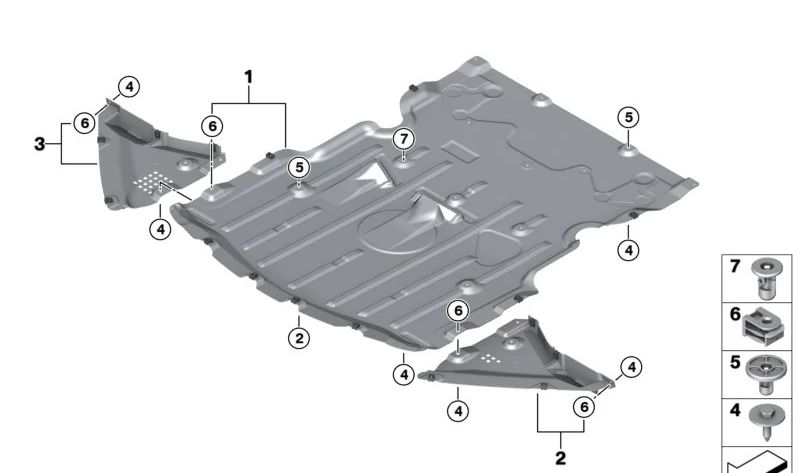 Cubierta inferior derecha para BMW I12, I12N (OEM 51757328630). Original BMW