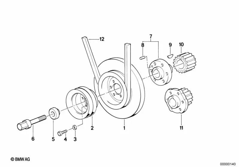 Polea de correa dentada para BMW Serie 3 E21 Serie 5 E12, E28 (OEM 11211264531). Original BMW.