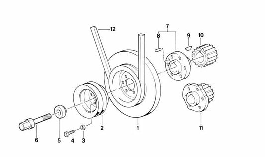 Polea de cigüeñal con amortiguador de vibraciones OEM 11231708837 para BMW E30, E28. Original BMW.