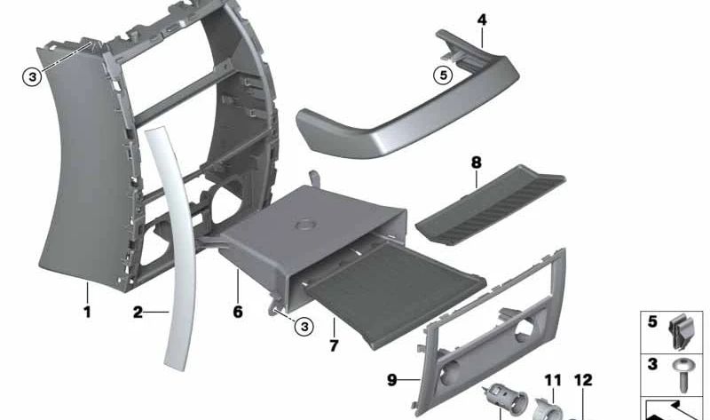 Moldura decorativa izquierda OEM 51169178353 para BMW F07 (Serie 5 GT). Original BMW.