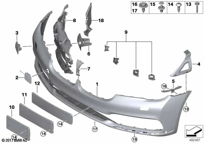 Guía superior derecha para BMW Serie 7 G11, G12 (OEM 51117357202). Original BMW.