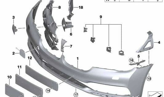 Revestimiento Parachoques Imprimado Delantero para BMW G11, G12 (OEM 51117402816). Original BMW