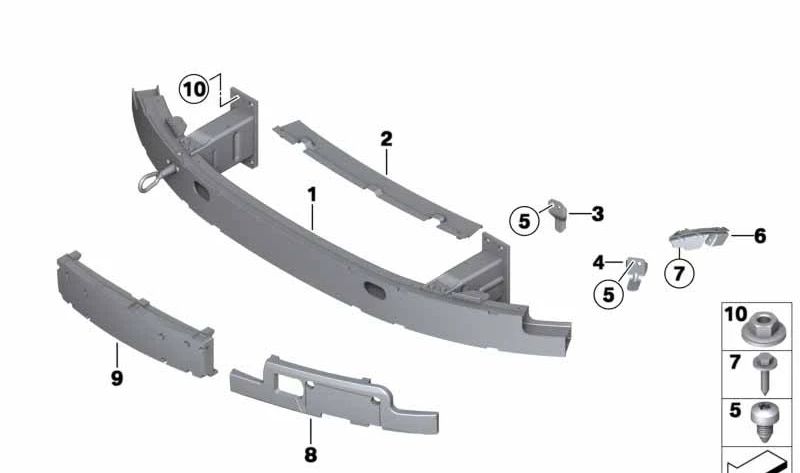 Absorbente de Impacto Central para BMW E63, E64 (OEM 51117008842). Original BMW