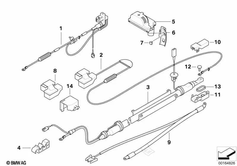 Sujeción de cables para BMW Serie 5 E60, E60N, E61, E61N (OEM 61136928084). Original BMW