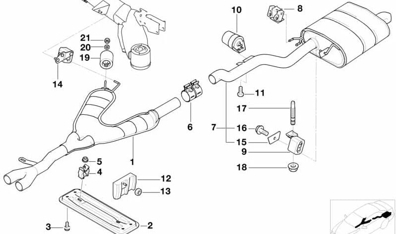 Silenciador para BMW Serie 5 E39 (OEM 18301427029). Original BMW.