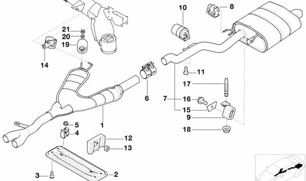 Silenciador para BMW Serie 5 E39 (OEM 18301427029). Original BMW.