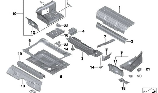 OEM 41007469334 vassoio a destra per BMW F90, G30, G31, G38, G32. BMW originale.