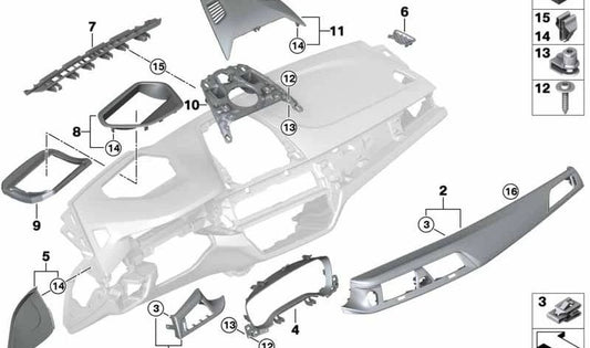 I-Panel-Abdeckung Alu-Carbon-Leiter für BMW 5er F90, F90N (OEM 51458068796). Original BMW