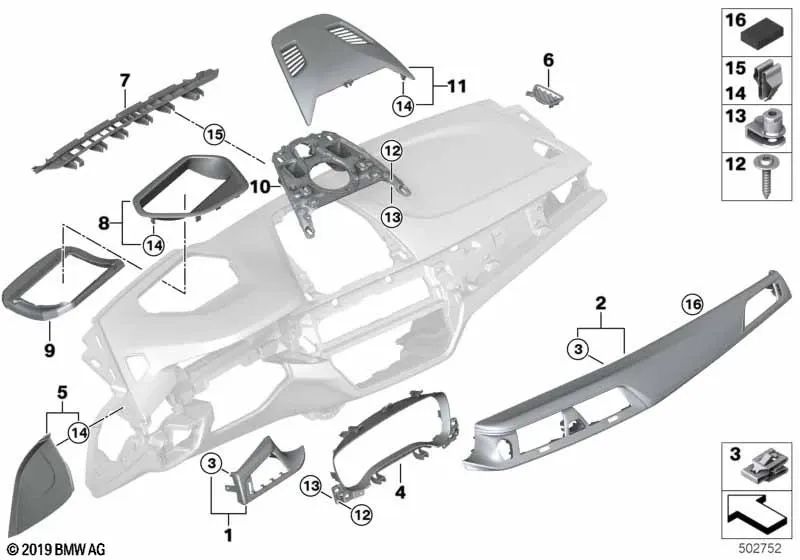 Instrumentenblende für BMW 5er F90, G30, G31, 6er G32 (OEM 51459387222). Original BMW