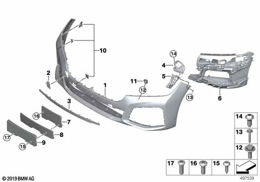 Cubierta del gancho de remolque, imprimada, delantera para BMW G11N, G12N (OEM 51118745836). Original BMW