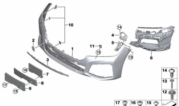 Inserción del parachoques delantero izquierdo para BMW Serie 7 G11N, G12N (OEM 51118073991). Original BMW