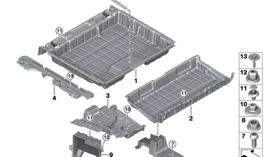 Rear trunk floor storage tray for BMW G31, G31N (OEM 51477432983). Original BMW.