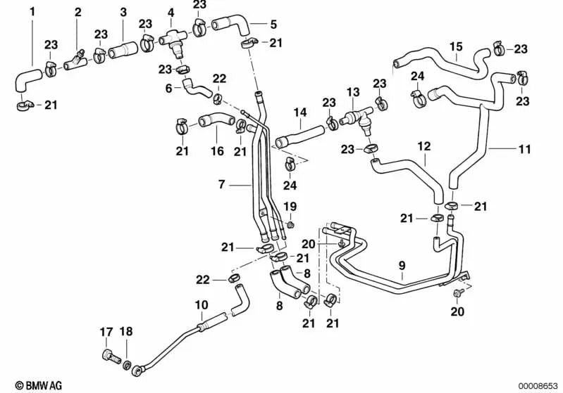 Manguera de Retorno para BMW E28, E34, E24 (OEM 64211374635). Original BMW