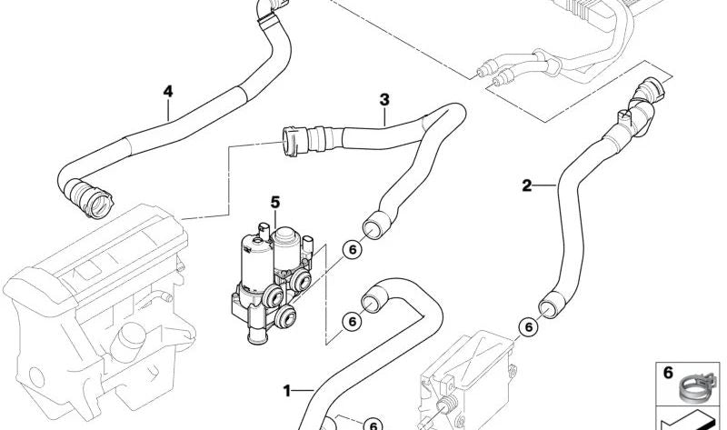 Manguera Válvula de Agua-Calentador Instantáneo para BMW E83N (OEM 64213428148). Original BMW