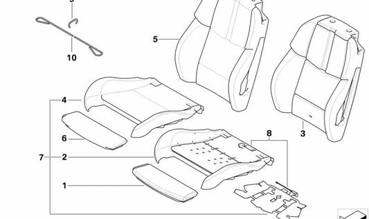 Funda respaldo tela/cuero izquierda OEM 52108043131 para BMW E92. Original BMW.