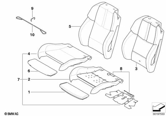 Funda Respaldo de Cuero Izquierda para BMW E92, E92N (OEM 52108043027). Original BMW