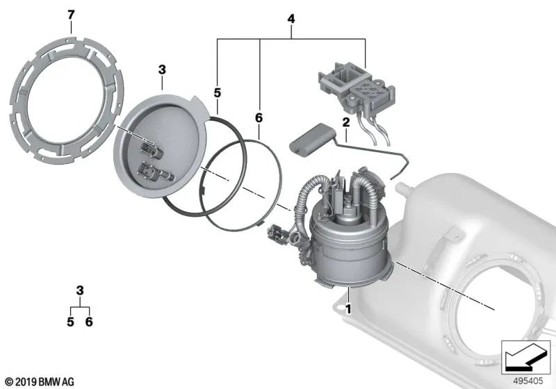 Unidad de suministro con bomba intank para BMW I01, I01N (OEM 16117381652). Original BMW.