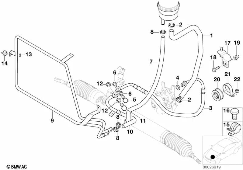 Druckrohr für BMW E46, F30, F80 (OEM 32416754173). Original BMW.