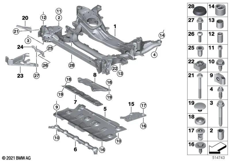 Right sliding wedge adapter for BMW 3 Series G20, G20N 4 Series G23, G23N (OEM 31106883604). Original BMW.