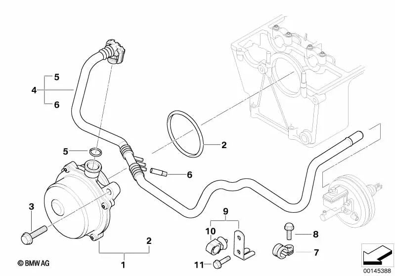 Vacuum pipe for BMW E65 (OEM 11667792450). Original BMW