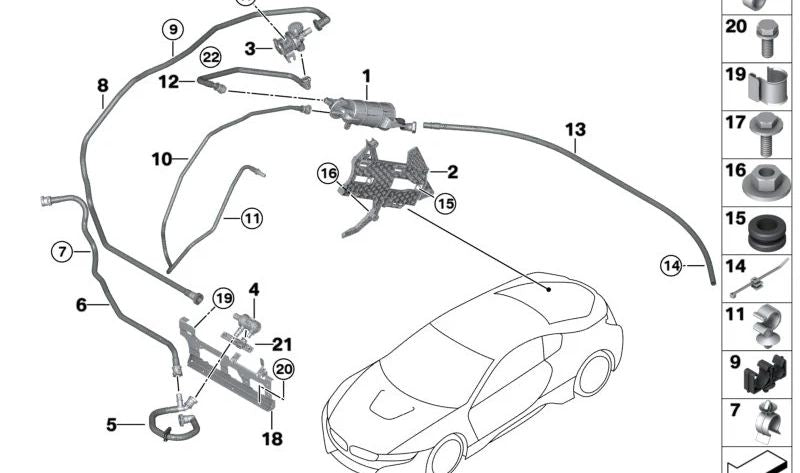 Tubería de ventilación para BMW I12, I15 (OEM 16137378071). Original BMW