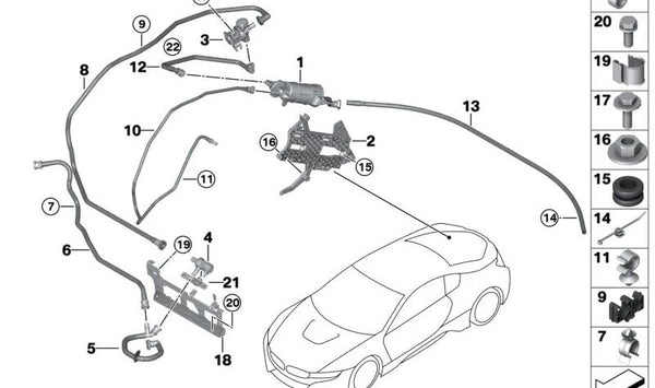 Tubería de ventilación para BMW I12, I15 (OEM 16137378071). Original BMW