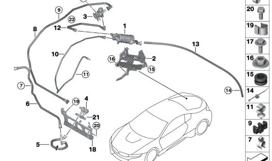 Conducto de llenado/desaireación para BMW i I12, I15 (OEM 16137339225). Original BMW