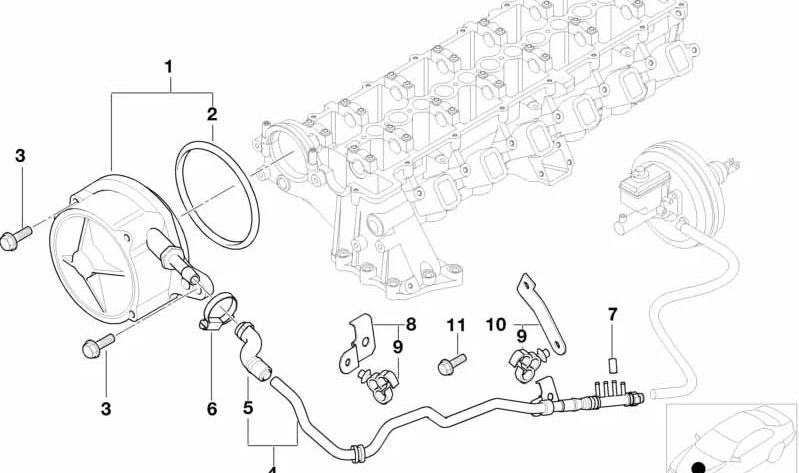 Tubo de vacío para BMW E46, E39, E38 (OEM 11667786546). Original BMW