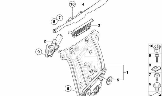 Rear left window lift motor OEM 67627291451 for BMW 1 Series Cabrio (E88). Original BMW.