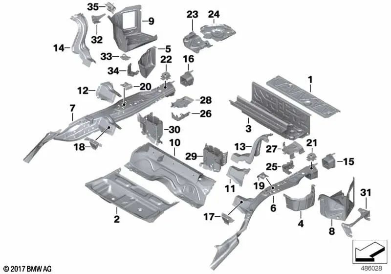 Fondo de maletero derecho para BMW Serie 1 F20, F20N, F21, F21N (OEM 41107284334). Original BMW