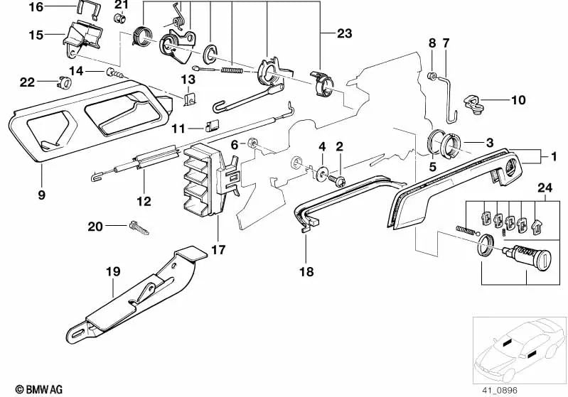 Right bracket for BMW E34, E32 (OEM 51211963278). Original BMW.